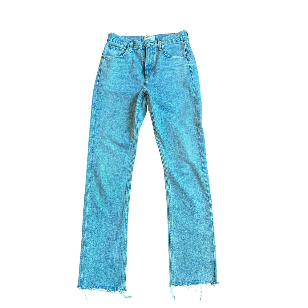 AGOLDE Cherie High Rise Straight Leg Jeans Light Wash Raw Hem Women's 26 - Picture 3 of 9